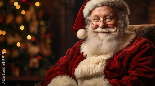 Warm Santa Claus portrait inviting eyes cinnamon background © javier