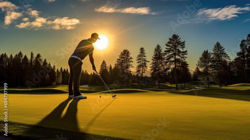 Golfer's confident approach shot ball rolling towards pin