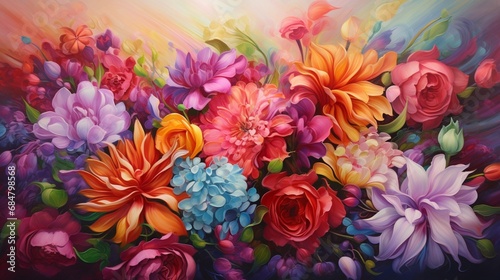 A symphony of colors with assorted spring flowers, capturing the essence of renewal and love.