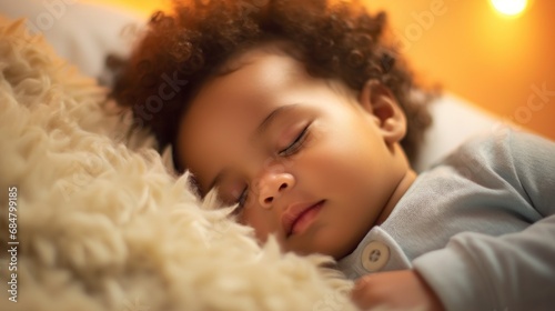 A peaceful baby sleeps in a cozy crib.
