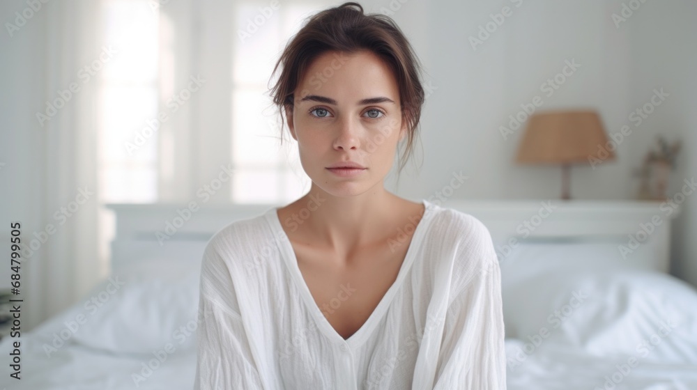 An easygoing European woman, sitting back in her armchair, connects with the camera. An easygoing European woman, sitting back in her armchair, connects with the camera.