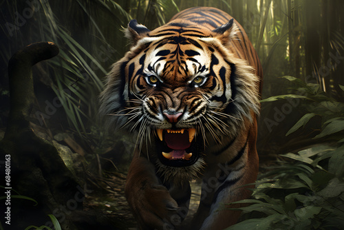 Majest  tischer Tiger  K  nig des Dschungels in wilder Sch  nheit und faszinierender   sthetik der Natur