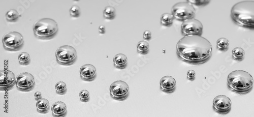 mercury toxic metal, spilled drops of mercury