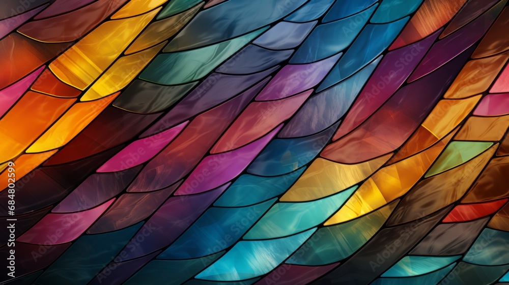 Fototapeta premium Stained glass window background with colorful Leaf abstract.