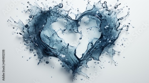  a heart made out of water splashing out of it's sides on a white background with a splash of water in the shape of a heart.