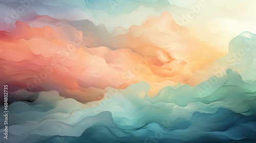 Background smooth gradient blue  peach green. Light color gradient transitions. Created with Generative AI