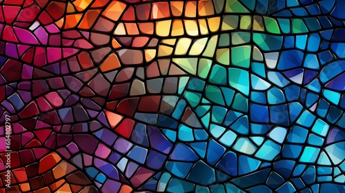 abstract geometric composition with glass cubes in colorful, Stained glass window.