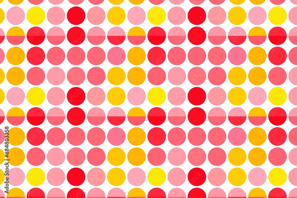 seamless pattern with pink, yellow, red circles