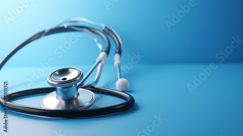  a stethoscope laying on top of a blue surface with a stethoscope on top of it. photo