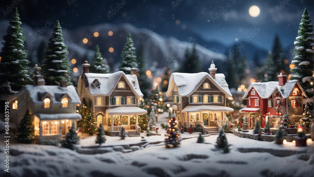 Fototapeta premium Christmas village on a peaceful night