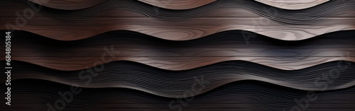 3D wave background made of dark wood