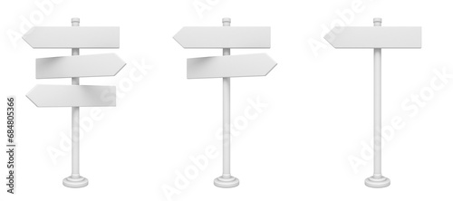 Fotografi White blank signpost arrows 3D
