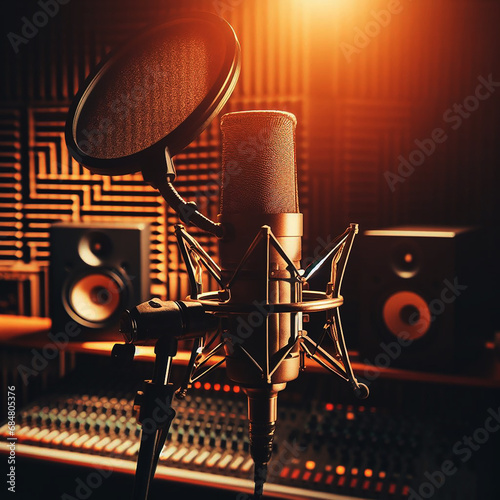 studio microphone close-up in a recording studio