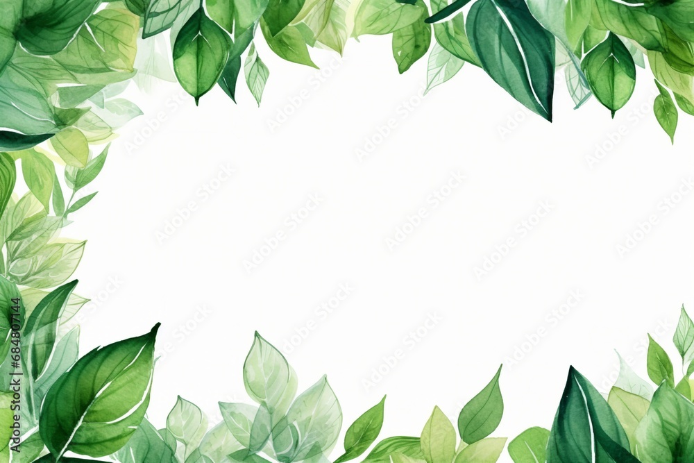 A framing element for a watercolor background of green leaves.