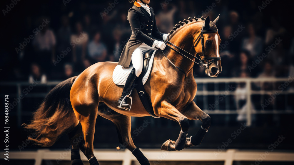 Naklejka premium Precise dressage half-pass