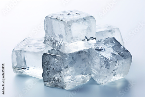 Ice cubes on a white background. Clearer ice cubes made from pure water.