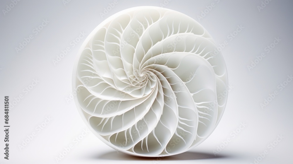 a close up of a white object with a spiral design on the center of the object, on a gray background. a close up of a white object with a spiral design on the center of the object, on a gray background.