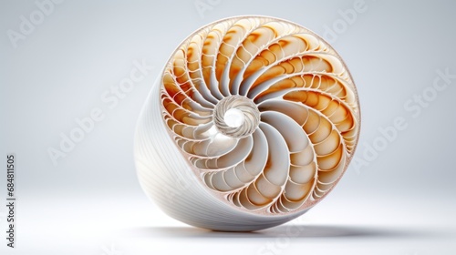  a close up of a large white object with a spiral design on it's center and a white background.