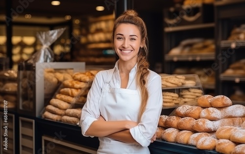 Young adult woman standing in a family bakery