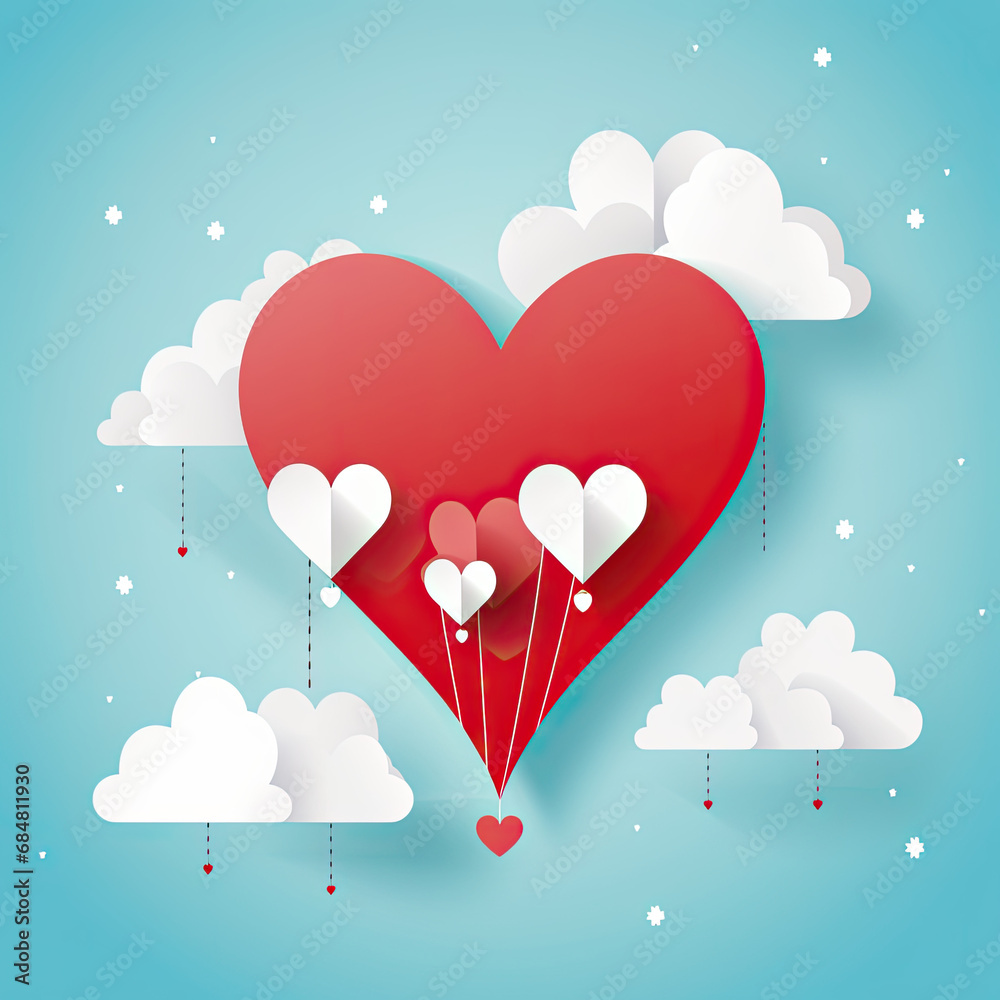 card Valentine's day balloon heart love Invitation on vector abstract background ar16:9