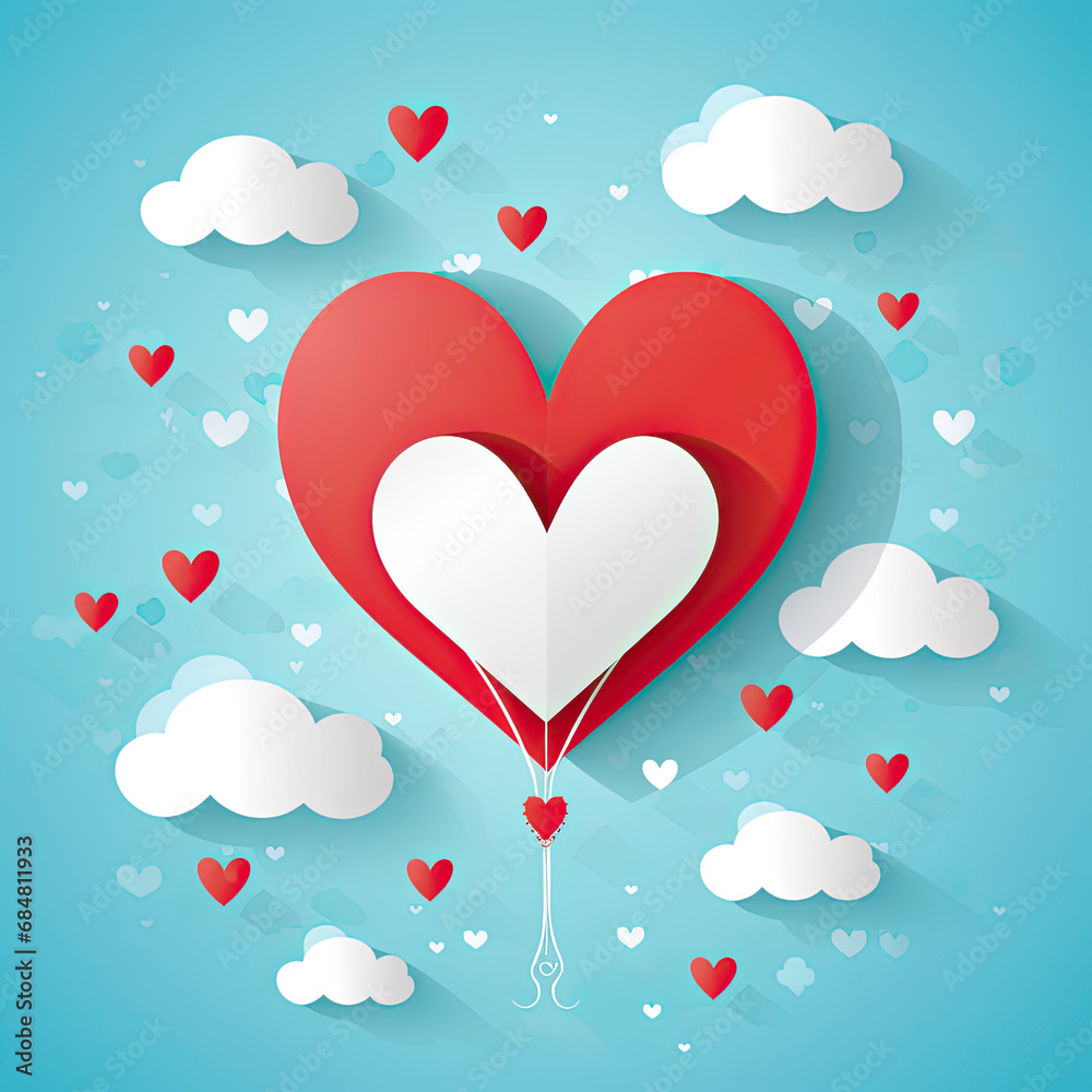 card Valentine's day balloon heart love Invitation on vector abstract background ar16:9