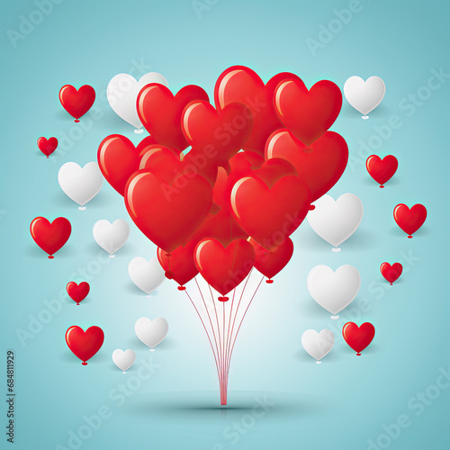 card Valentine's day balloon heart love Invitation on vector abstract background ar16:9 photo