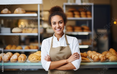 Young adult woman standing in a family bakery