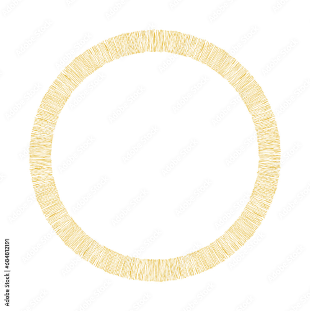 hand drawn golden circle, brush ornament.