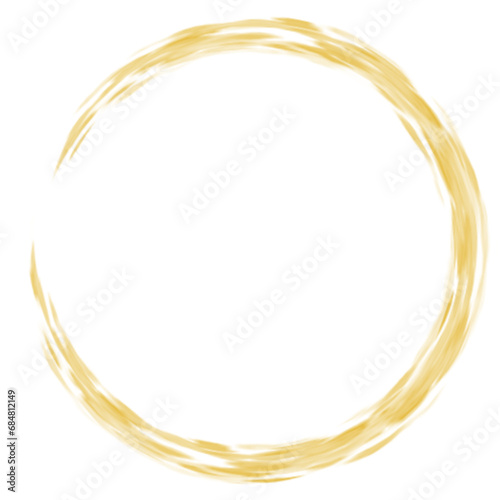 hand drawn golden circle, brush ornament.