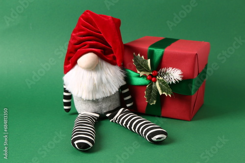Christmas gnome with gift b...