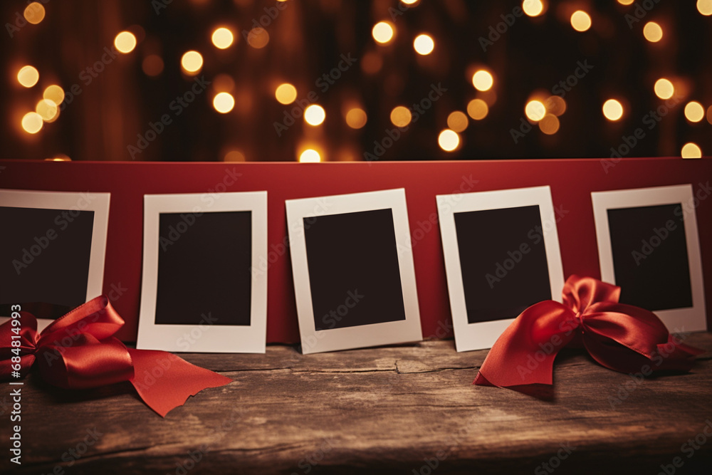 Christmas Polaroid photo frames mockup adding a touch of nostalgia to photos - obrazy, fototapety, plakaty 