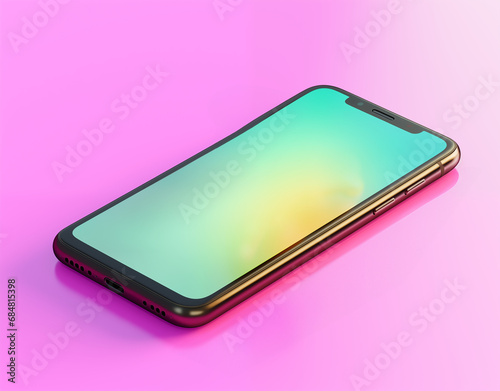 mobile phone isolated on pink background
