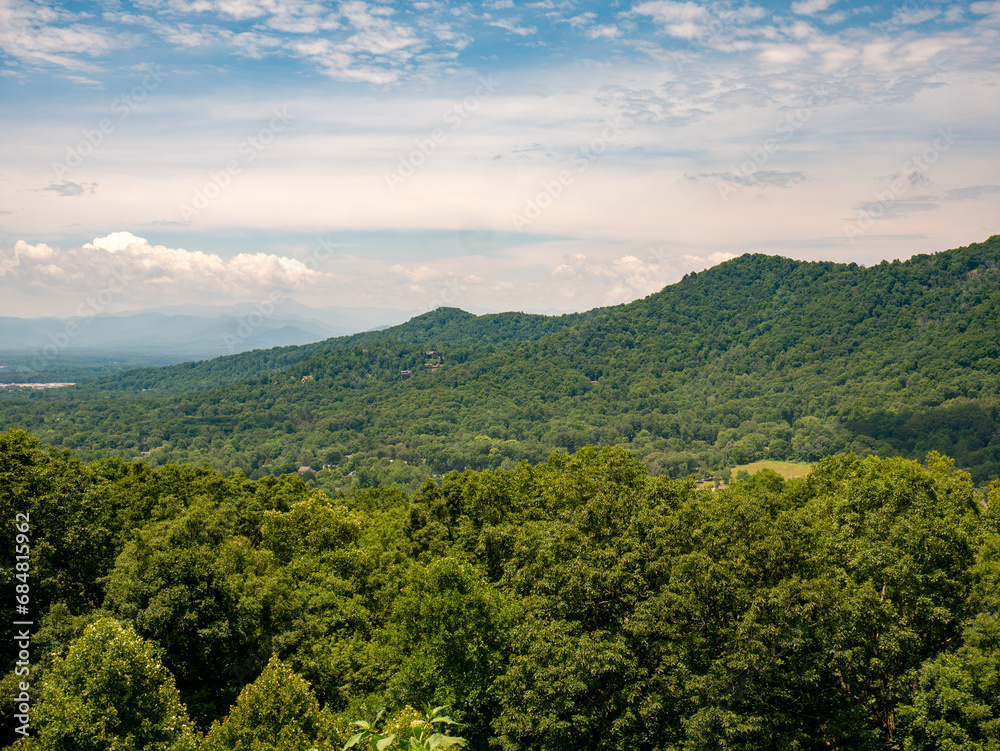 Obraz premium Smoky Mountains, Appalachian Mountains, Beautiful Landscape of Trees and Sky During Summer in the Eastern United States 03