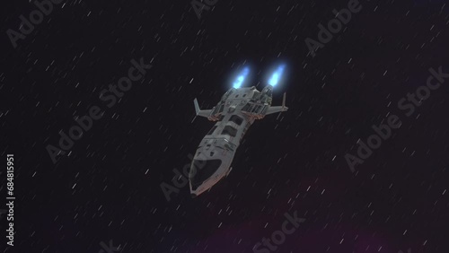 Futuristic Spaceship Arriving at a Planet. photo