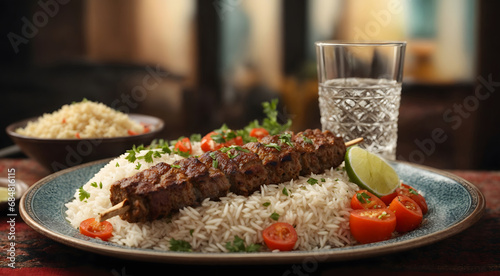 Turkish food with a traditional plate