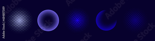 Set of halftone circles. Vector illustration.