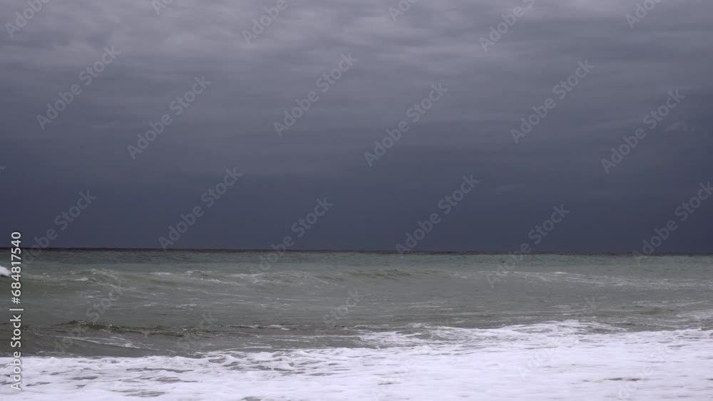 Stormy Aegean Sea Shore Waves Splashing Against the Coast, A vibrant seaside scene with strong winds Stormy Aegean Sea Shore Waves Splashing Against the Coast, A vibrant seaside scene with strong winds