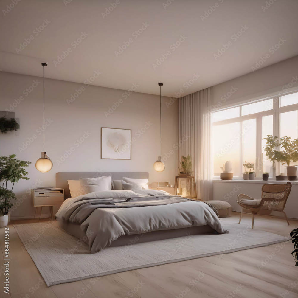 Bedroom Bliss: Discover the Serene Elegance of a Modern Sanctuary in this Captivating Interior Shot!