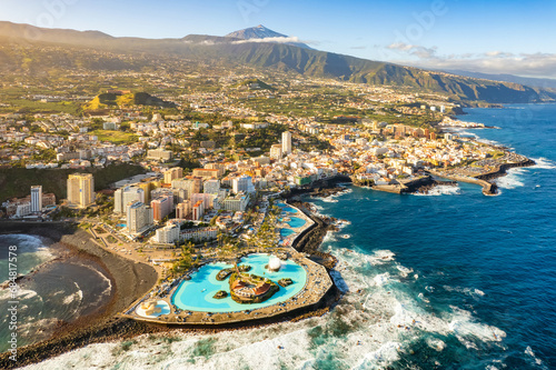 Aerial view of Puerto de la Cruz city, Tenerife, Spain. photo