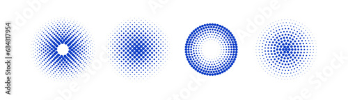 Set of halftone circles. Vector illustration.
