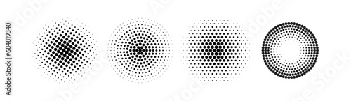 Set of halftone circles. Vector illustration. photo