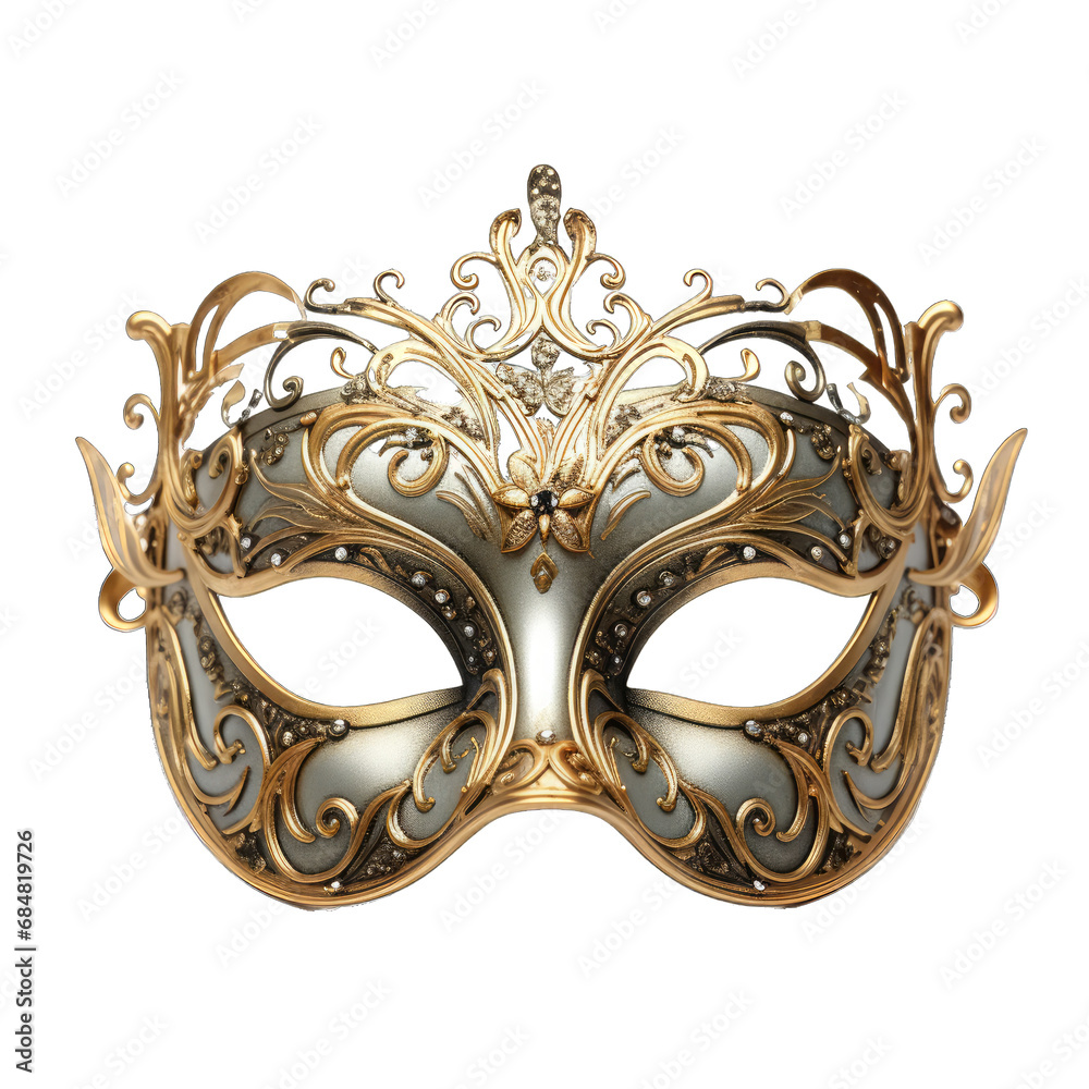 Elegant Venetian Mask. Isolated on a Transparent Background. Cutout PNG.