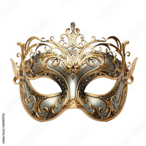 Elegant Venetian Mask. Isolated on a Transparent Background. Cutout PNG.