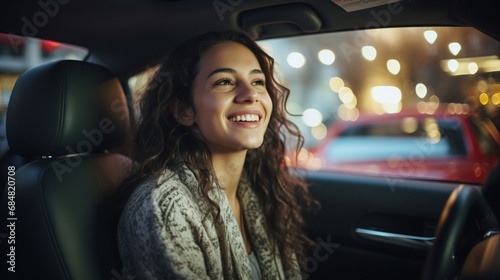 smiling caucasian woman enj...