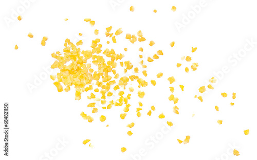  Corn flakes scatter isolated on white background, top view