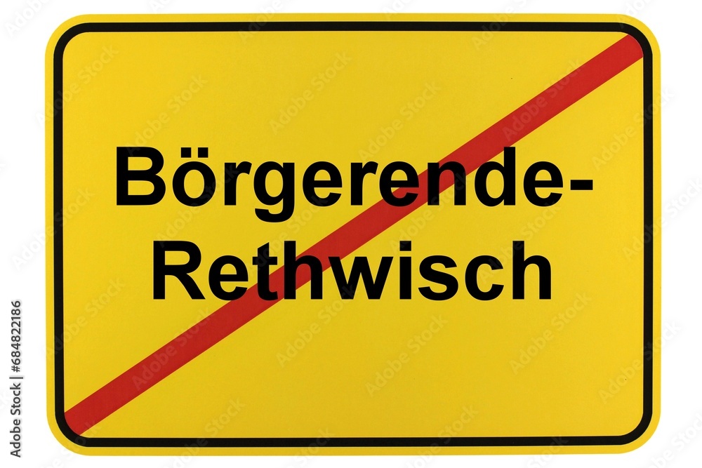 Illustration eines Ortsschildes der Gemeinde Börgerende-Rethwisch in Mecklenburg-Vorpommern