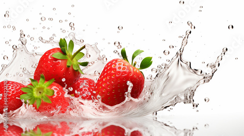 strawberries and water splashes and water drops
