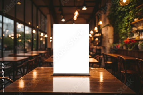 Empty billboard in a restaurant awaiting savory specials and delightful promotions photo