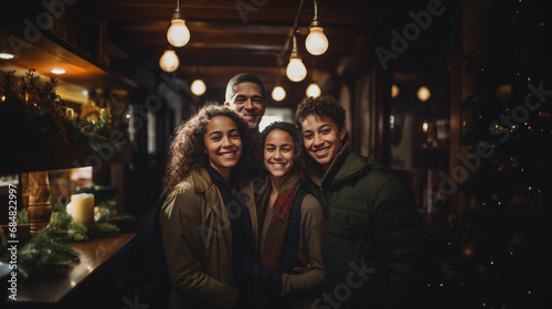 happy family, father, dad, mature man, three young adult daughters, three women © wetzkaz