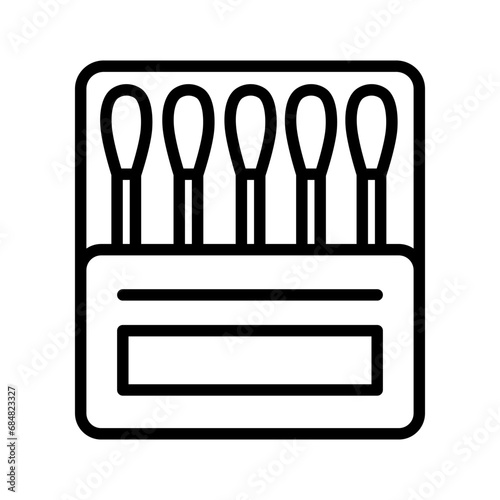 Cotton swab case outline vector icon. Linear cotton swab icon, flat vector simple element illustration from hygiene concept. Isolated on white background.